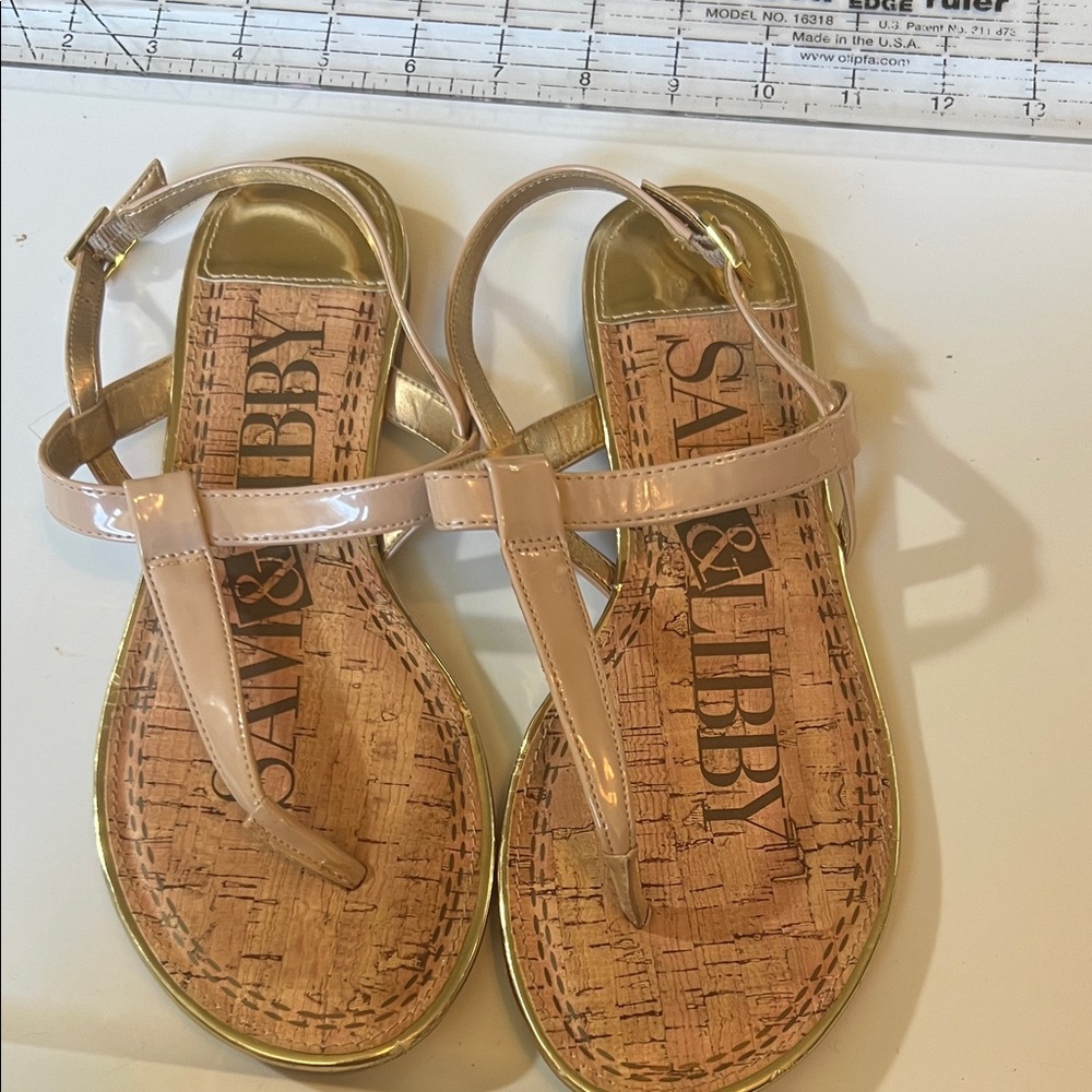 Sam & Libby Women's Beige Strappy Sandals